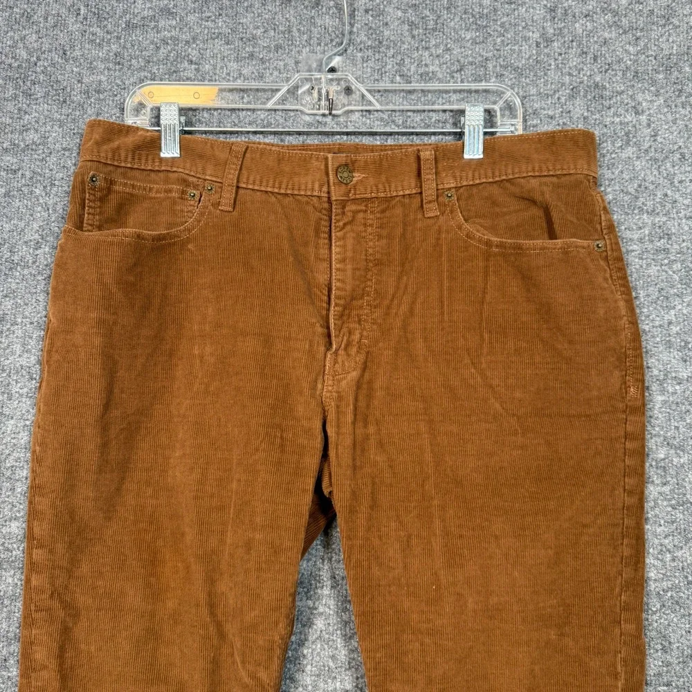 J. Crew‎ Corduroy Pants Mens 35x28 Burnt Orange Slim Flex Straight Leg Casual